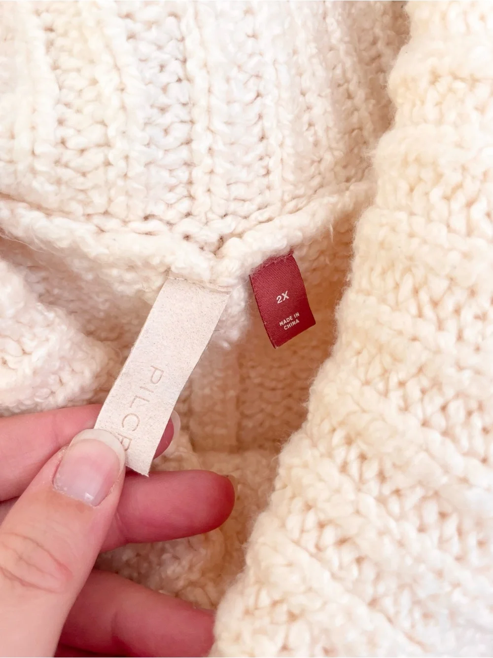 Anthropologie Pilcro Turtleneck Sweater Ivory Cream 2X Cozy Oversized Relaxed